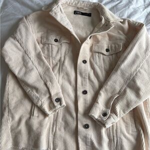 Zara Men's Beige Corduroy Shirt Jacket